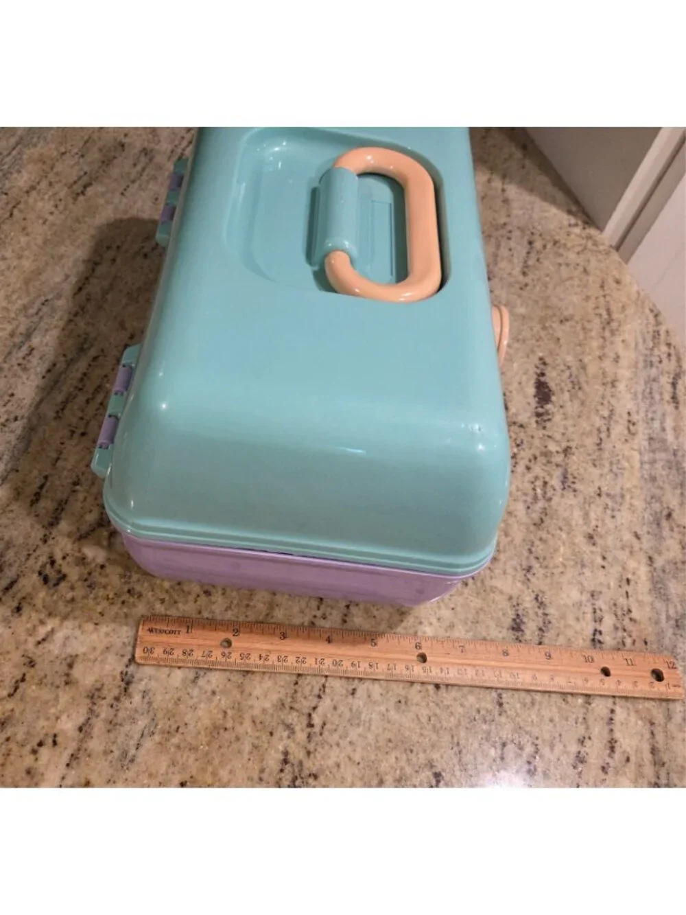 Caboodles Lavender Purple & Mint Green Makeup Carrying Case Mirror Fold out